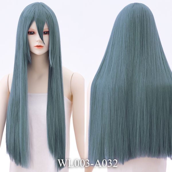 ロングストレート アッシュブルー